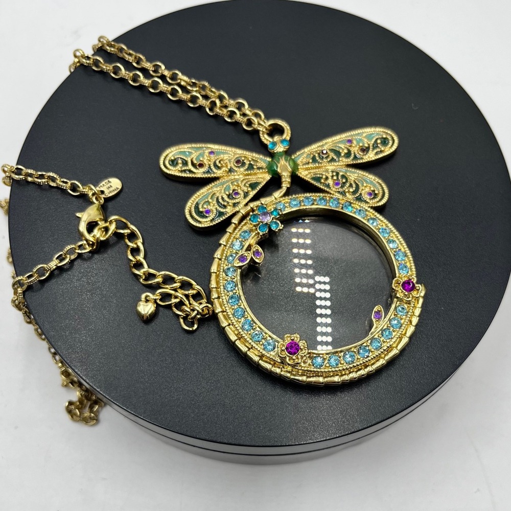Colleen Lopez My Favorite Things Dragonfly 5x Magnifying Pendant Glass Necklace